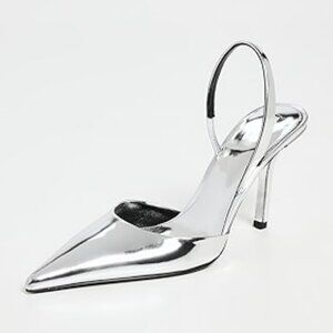 Proenza Schouler Slash Slingback Pumps 8 Mirrored Metallic Designer Glam Formal